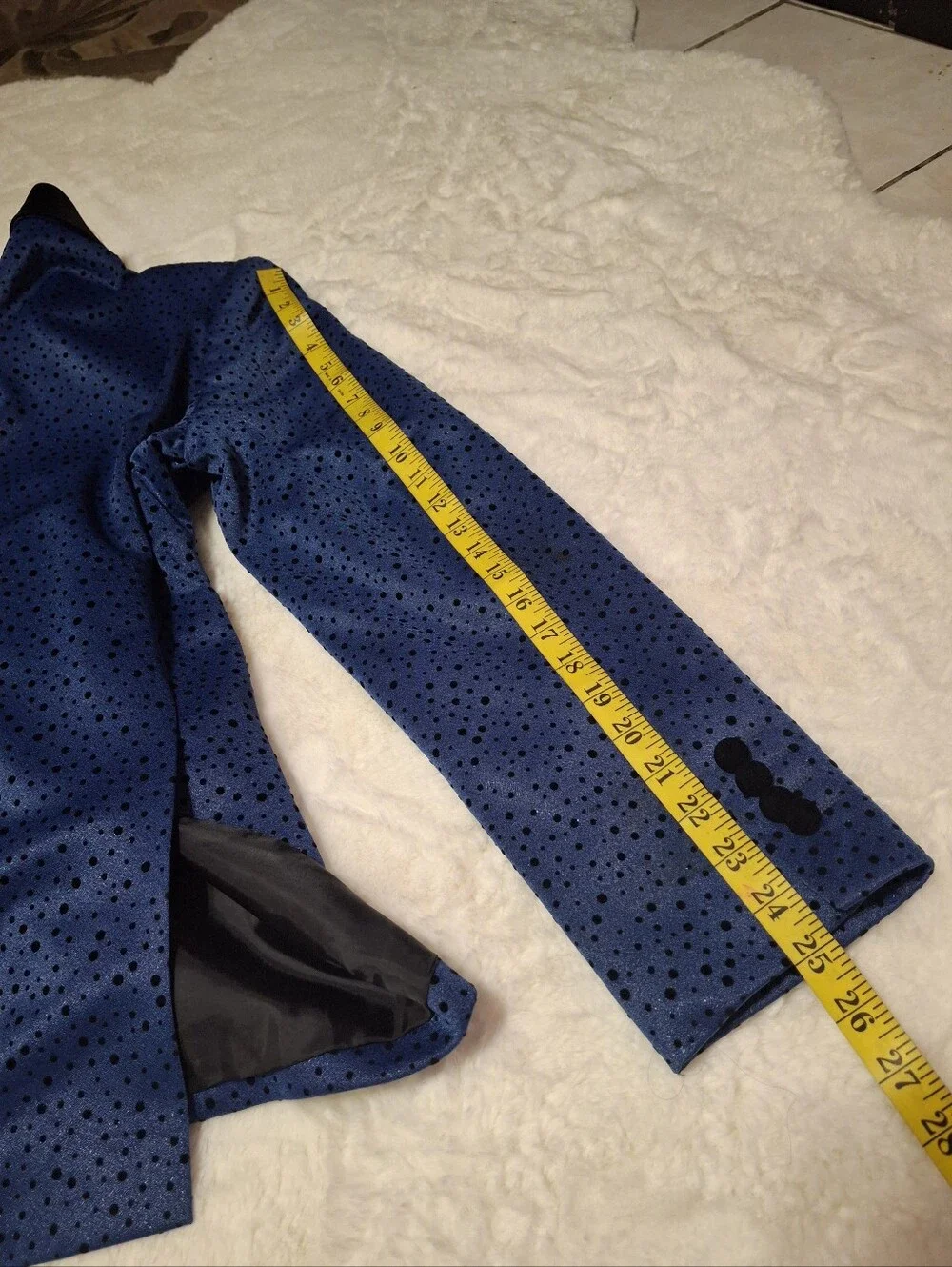 Vercini Blue Black Polka Dot Tuxedo Blazer Men's Slim Fit Size 46 Made in Turkey